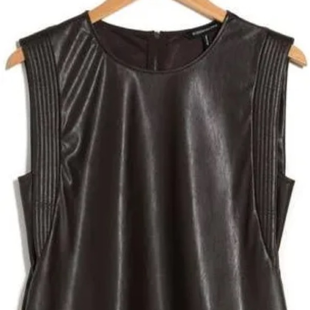 BCBGMaxAzria Black Faux Leather Sleeveless Top — Size S